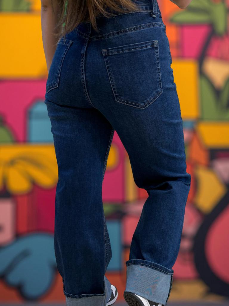 JEANS PALAZZO CON RISVOLTO